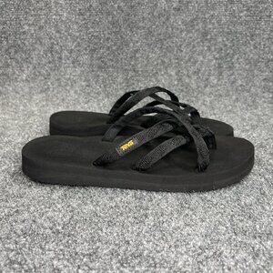 Teva Olowahu Flip-Flop Sandals Women's 8 Black Athletic Beach Recovery Toe Post